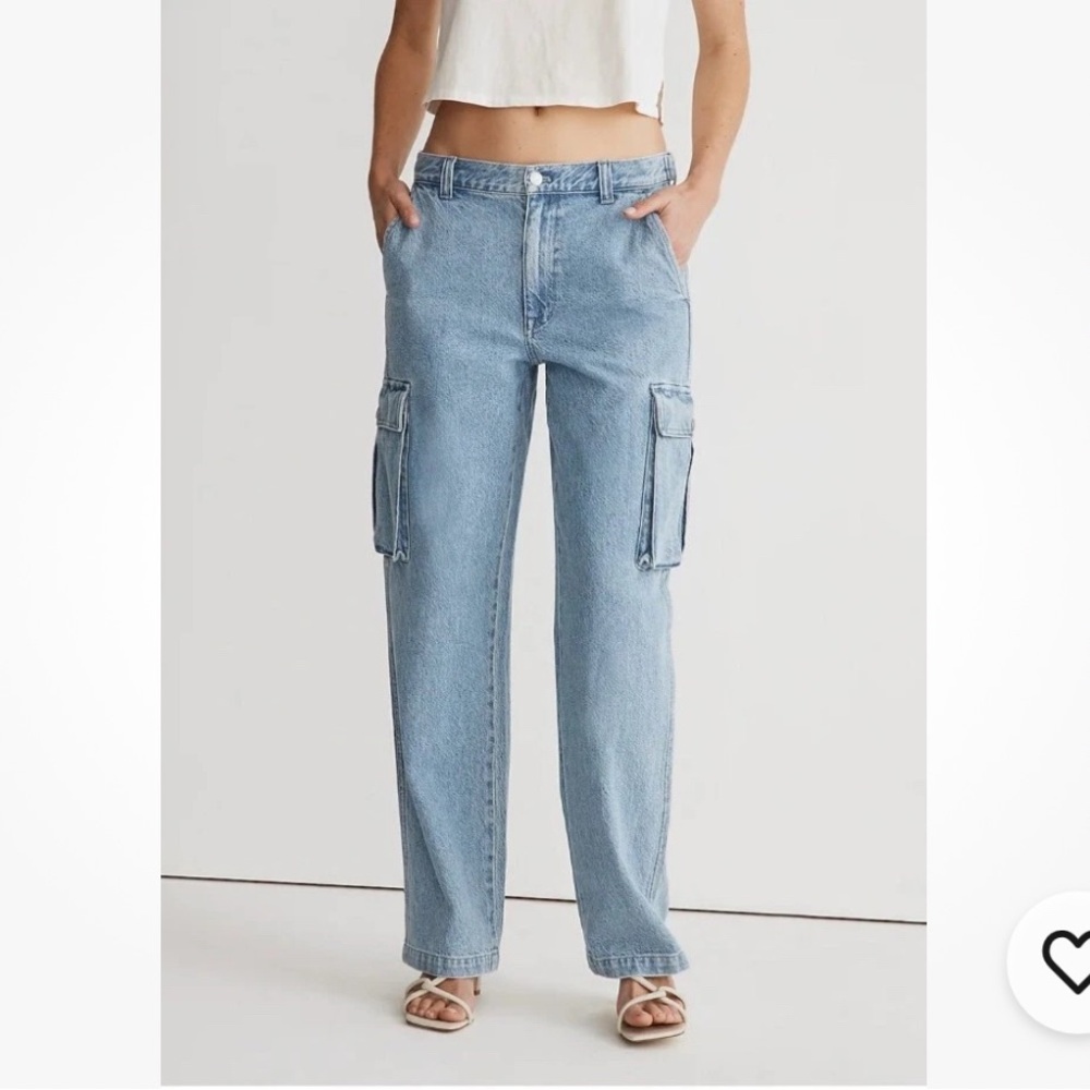 Madewell Women's Low-Slung Straight Cargo Jeans In Coleman Wash Size 27